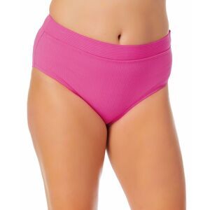 California Waves Trendy Plus Size Banded High-Waist Bikini Bottoms